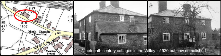 Nineteenth century cottages in the Willey  c1920 but now demolished